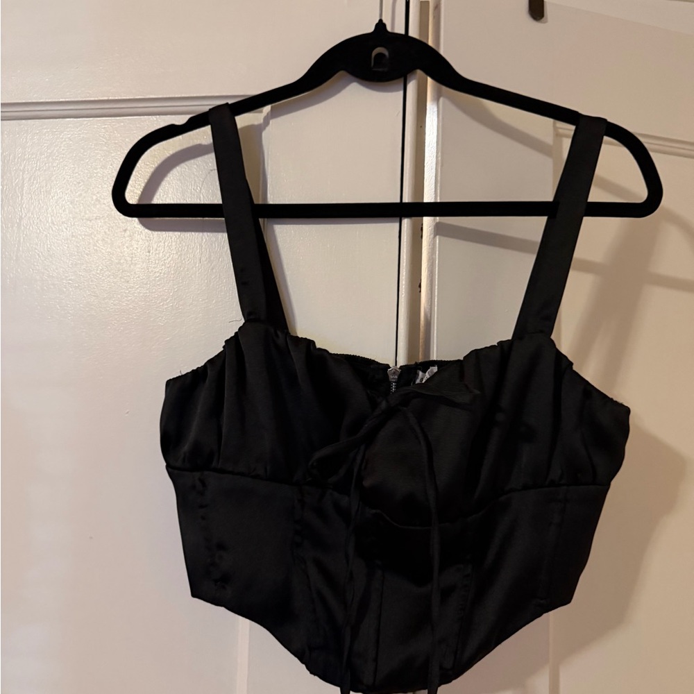 Garage Black Zippered Top